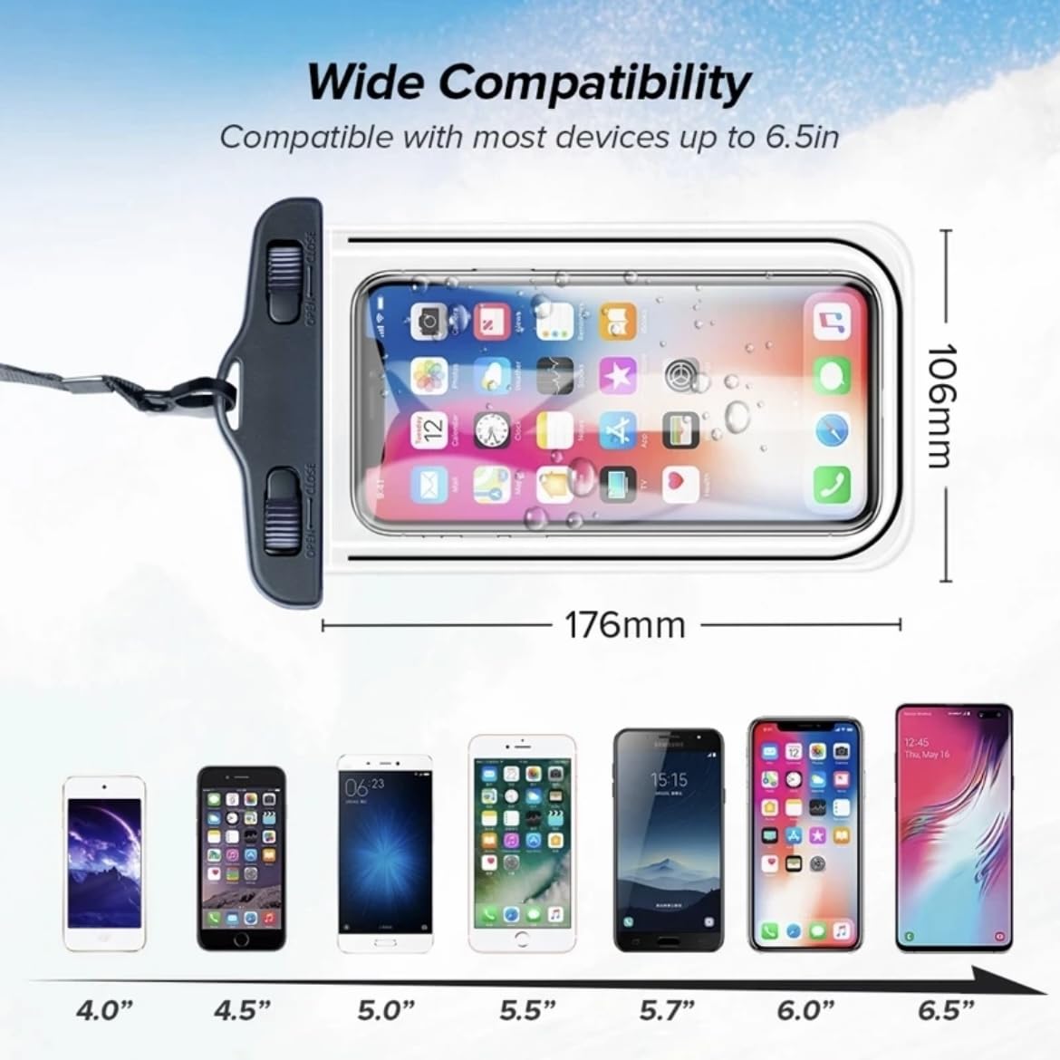 Orco 2 Pack Waterproof Phone Pouch IPX8 Universal Waterproof Phone Case Bag for Swimming, Adjustable Lanyard Underwater Phone Dry Bag for iPhone 15 14 13 12,Galaxy and Other Phones up to 7.2"