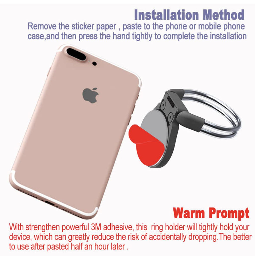 Orco 3 in 1 Universal Phone Ring Kickstand and Grip Holder - Anti-Slip Car Vent Mount for Smartphones and Tablets