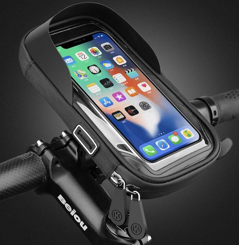 ORCO 360° Rotatable Waterproof Bike Phone Holder – Universal Bicycle Handlebar Bag with Sun Visor & Sensitive TPU Touch Screen – Large Capacity Cycle Frame Pouch for iPhone 15/14/13, Galaxy, up to 6.5