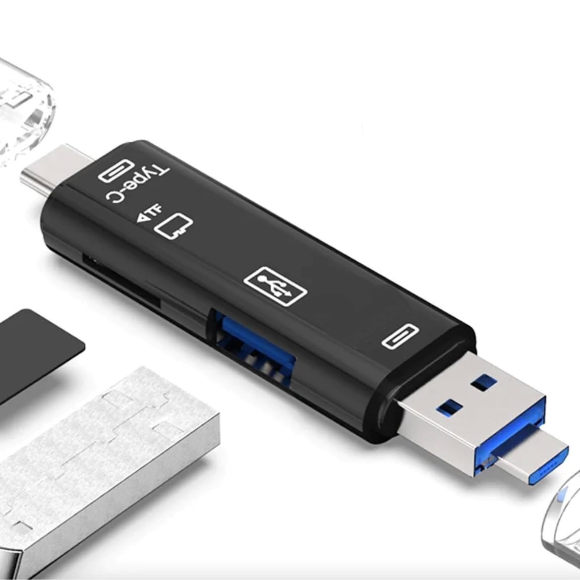Orco SD Card Reader, Dual Connector USB C Card Reader USB 3.0 Memory Card Adapter - Supports SD/SDXC/Micro SD/Micro SDXC/SDHC/MMC/RS-MMC/UHS-I, Compatible with MacBook Pro,Air,iPad Pro,Galaxy etc.