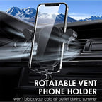 Orco Gravity Car Phone Holder - Upgraded Hook Clip Air Vent Mount with One-Button Quick Release & 360° Rotation - Stable Hands-Free Cradle for iPhone 16/15/14 Pro Max, Samsung S24/S23, 4.0-6.7" Phones