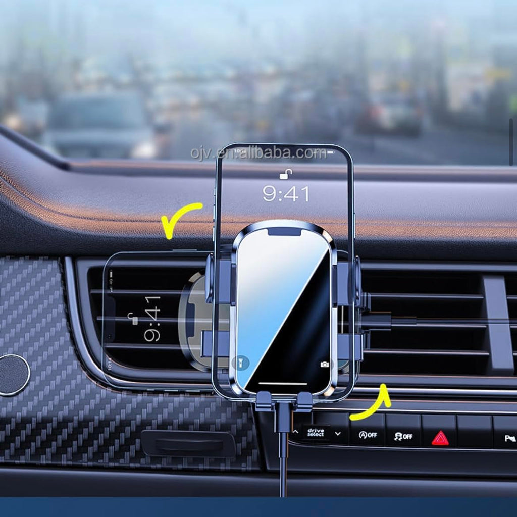 Orco Gravity Car Phone Holder – Ultra-Stable Air Vent Mount with Metal Hook Clip, 360° Rotation, One-Hand Auto-Clamping & Quick Release – Universal Fit for iPhone 15 14 13, Samsung, Pixel (4.0"-6.7")