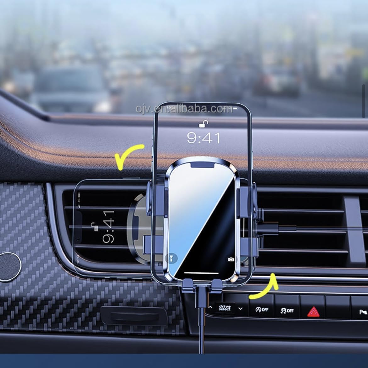 Orco Gravity Car Phone Holder – Ultra-Stable Air Vent Mount with Metal Hook Clip, 360° Rotation, One-Hand Auto-Clamping & Quick Release – Universal Fit for iPhone 15 14 13, Samsung, Pixel (4.0"-6.7")