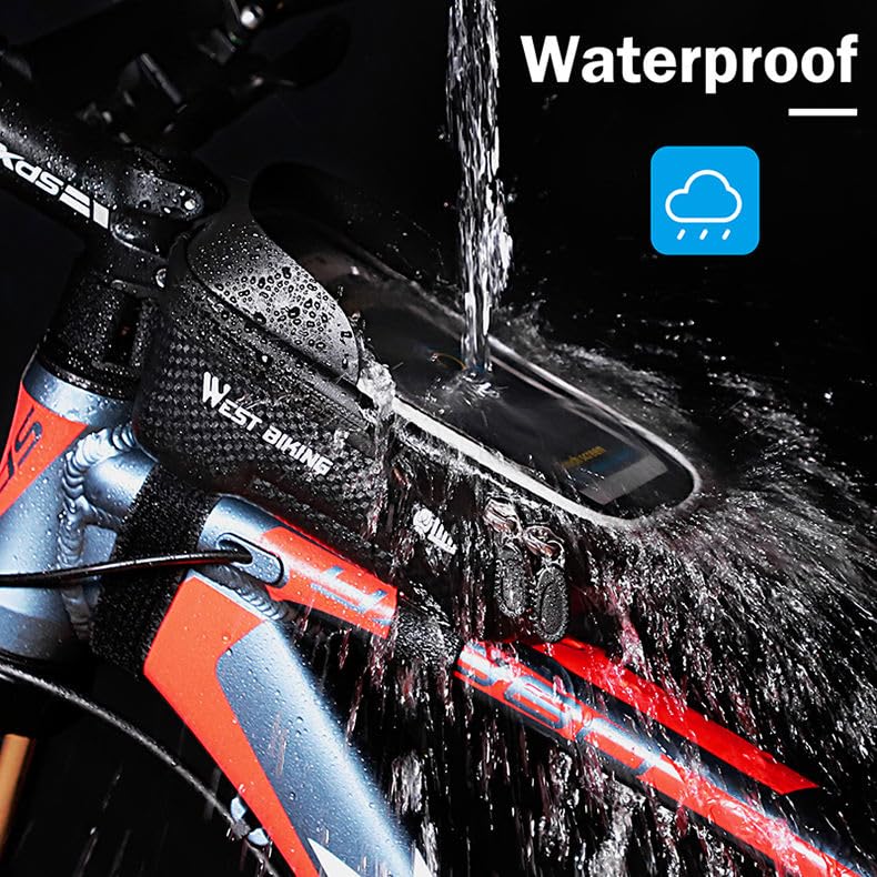 ORCO 360° Rotatable Waterproof Bike Phone Holder – Universal Bicycle Handlebar Bag with Sun Visor & Sensitive TPU Touch Screen – Large Capacity Cycle Frame Pouch for iPhone 15/14/13, Galaxy, up to 6.5