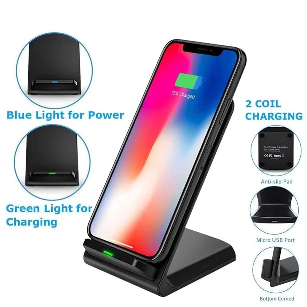 Orco Foldable 15W Fast Wireless Charger Stand – 2-Coil Qi Charging Station for Samsung Galaxy S25 S24 S23 Ultra, S22, S21, 7.5W for iPhone 17 16 15 14 13 12 Pro Max – Case Friendly