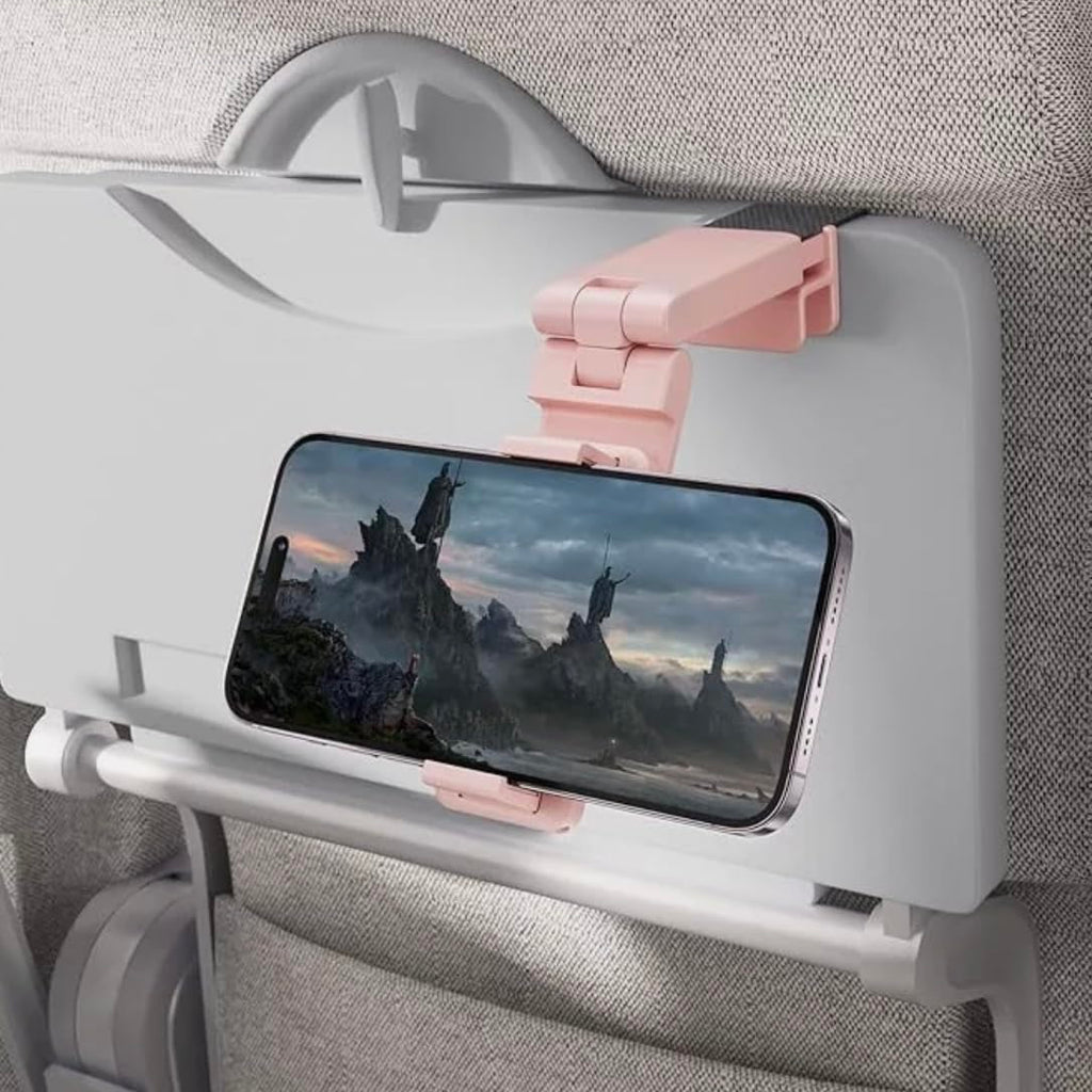 Orco Phone Stand Universal Mount Phone Holder 360 Degree Rotating Adjustable Phone Clamp Compatible with iPhone Android Phones Portable Phone Mount for Airplane Trays Desk Bed Cabinet