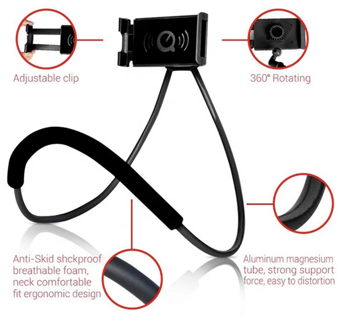 Orco Universal Smart Mobile Phone Stand Hang on Neck Cell Phone Mount Holder Flexible Lazy Bracket DIY Free Rotating for iPhone Samsung