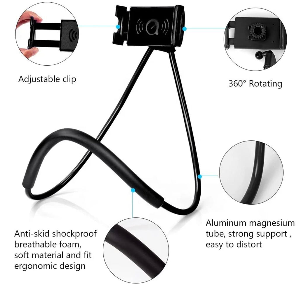 Orco Universal Smart Mobile Phone Stand Hang on Neck Cell Phone Mount Holder Flexible Lazy Bracket DIY Free Rotating for iPhone Samsung