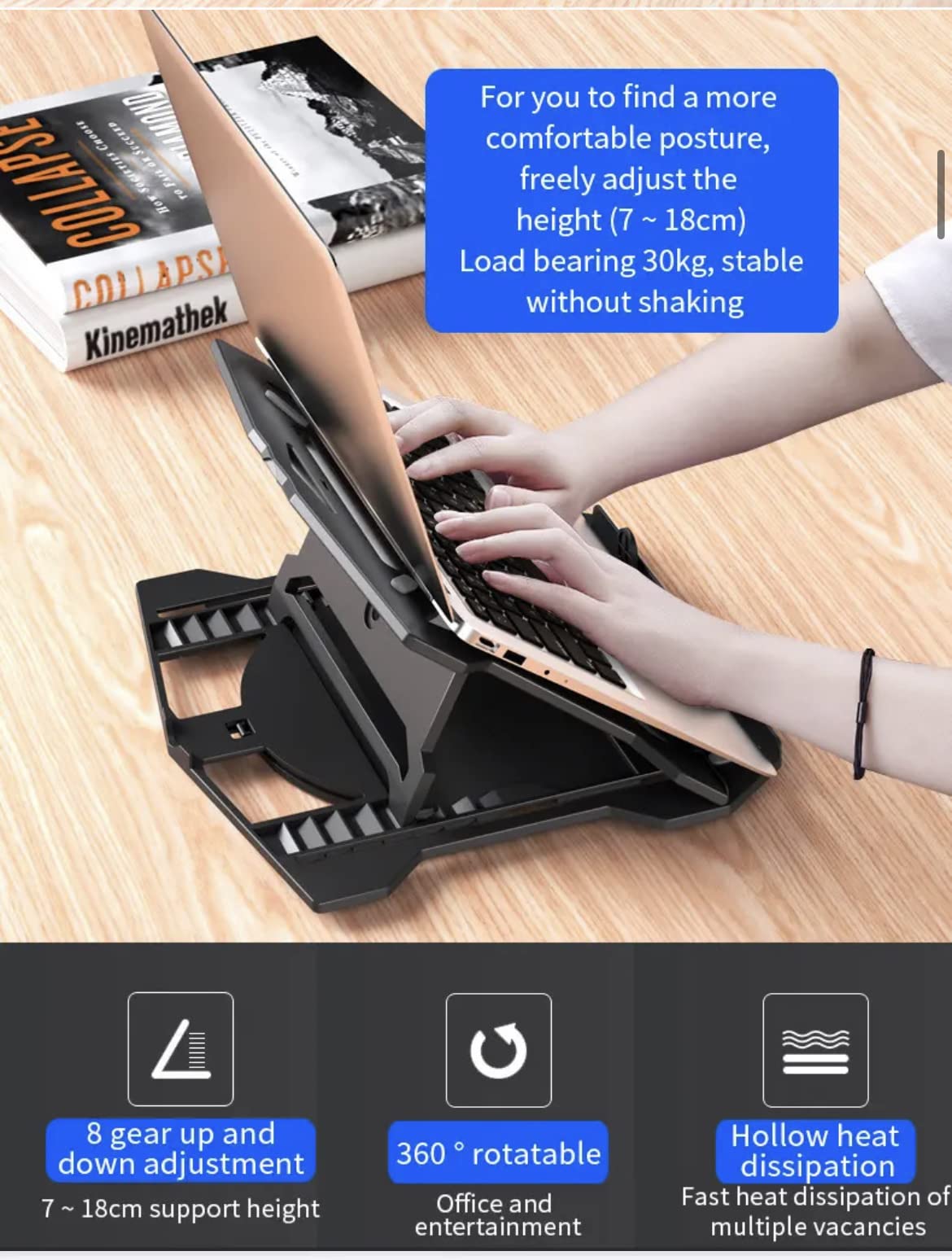 Orco Laptop Stand with Phone Holder and 360° Adjustability - Compatible with 13" to 17" Laptops/MacBooks