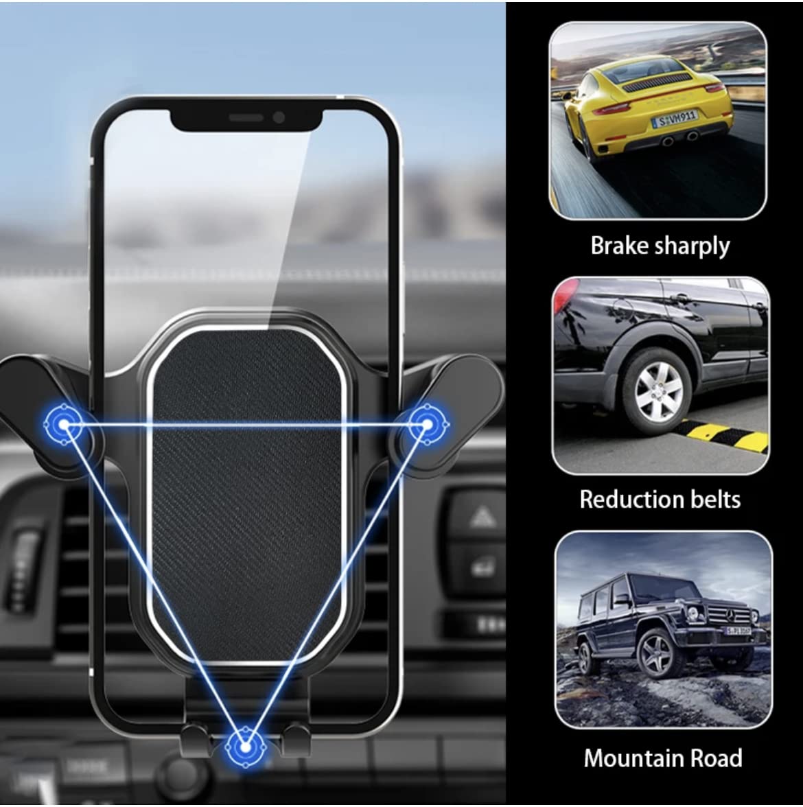 Orco Gravity Car Phone Holder - Upgraded Hook Clip Air Vent Mount with One-Button Quick Release & 360° Rotation - Stable Hands-Free Cradle for iPhone 16/15/14 Pro Max, Samsung S24/S23, 4.0-6.7" Phones