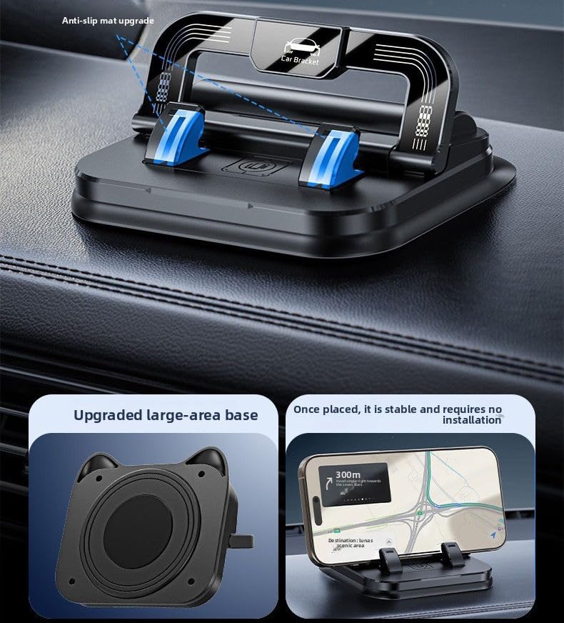 Orco Car Phone Holder for Dashboard, 360° Rotatable Horizontal & Vertical Viewing Car Phone Mount，Washable Reusable Mobile Phone Holder, for iPhone Samsung Android Smartphones