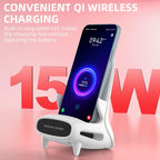 Wireless Charger Yusat Portable Mini Chair Wireless Charger for All Phones 15W Wireless Charging Station Phone Charger Stand with Musical Speaker Function