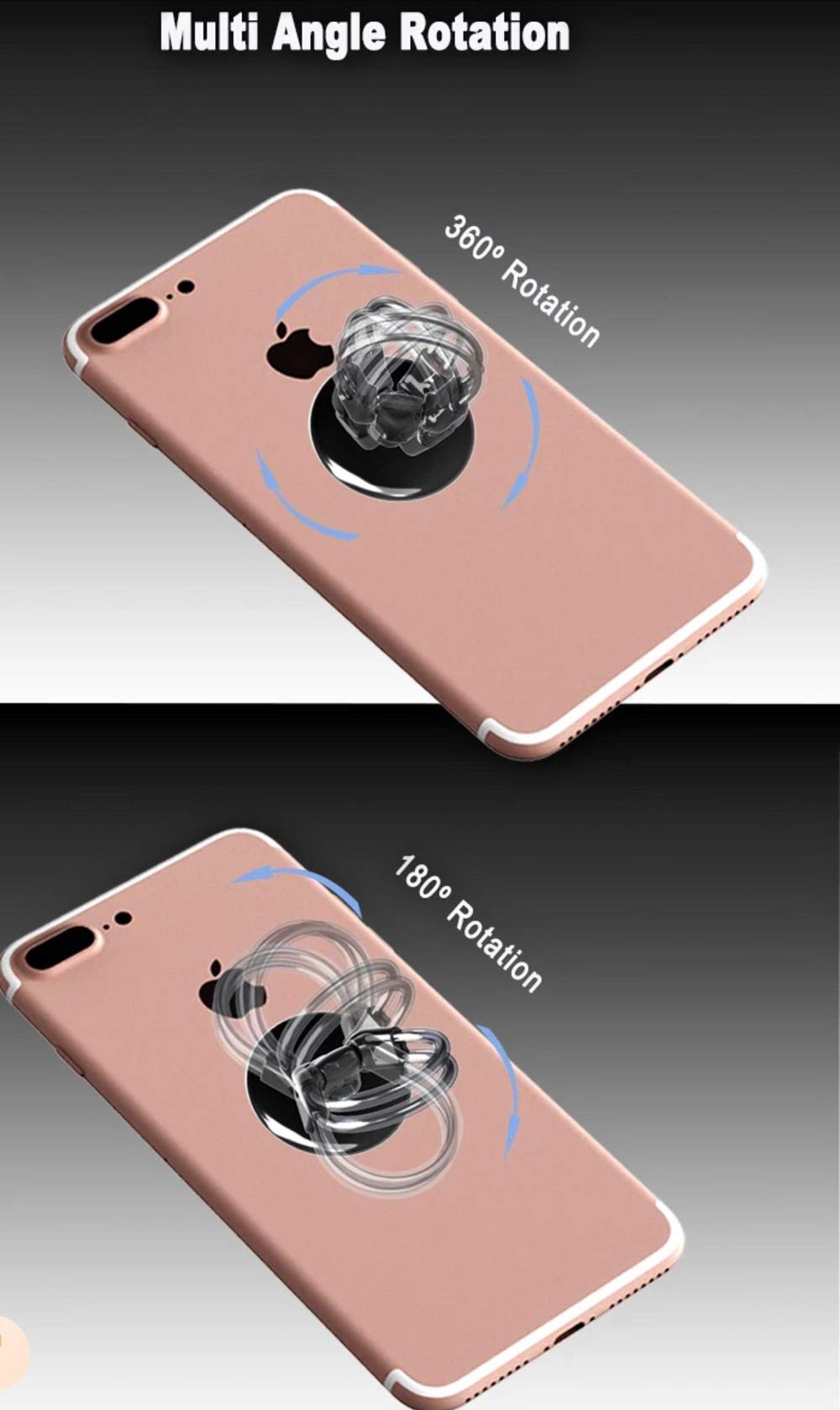 Orco Cell Phone Finger Ring Holder, 3 in 1 Universal Phone Ring Kickstand Anti-Slip Car Vent Mount Phone Finger Grip Holder for all Smartphones and Tablets