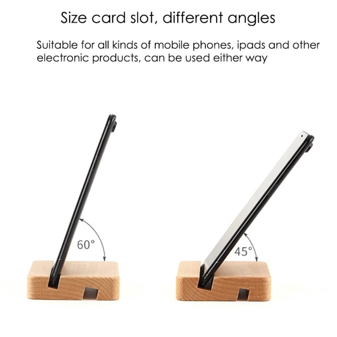 Orco 2 Pack Bamboo Tablet & Phone Stand - Double Slot Wooden Stand - Universal (4-7.9 inches) - Portable, Compact, Versatile