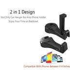 Orco 2 Pack 2 in 1 Car Hooks for Bags Car Bag Hook with Headrest Phone Holder 360°Rotatable Car Headrest Hooks Heavy Duty Car Accessories Purse Hook Car Seat Storage Organiser