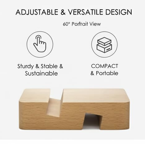Orco 2 Pack Bamboo Tablet & Phone Stand - Double Slot Wooden Stand - Universal (4-7.9 inches) - Portable, Compact, Versatile