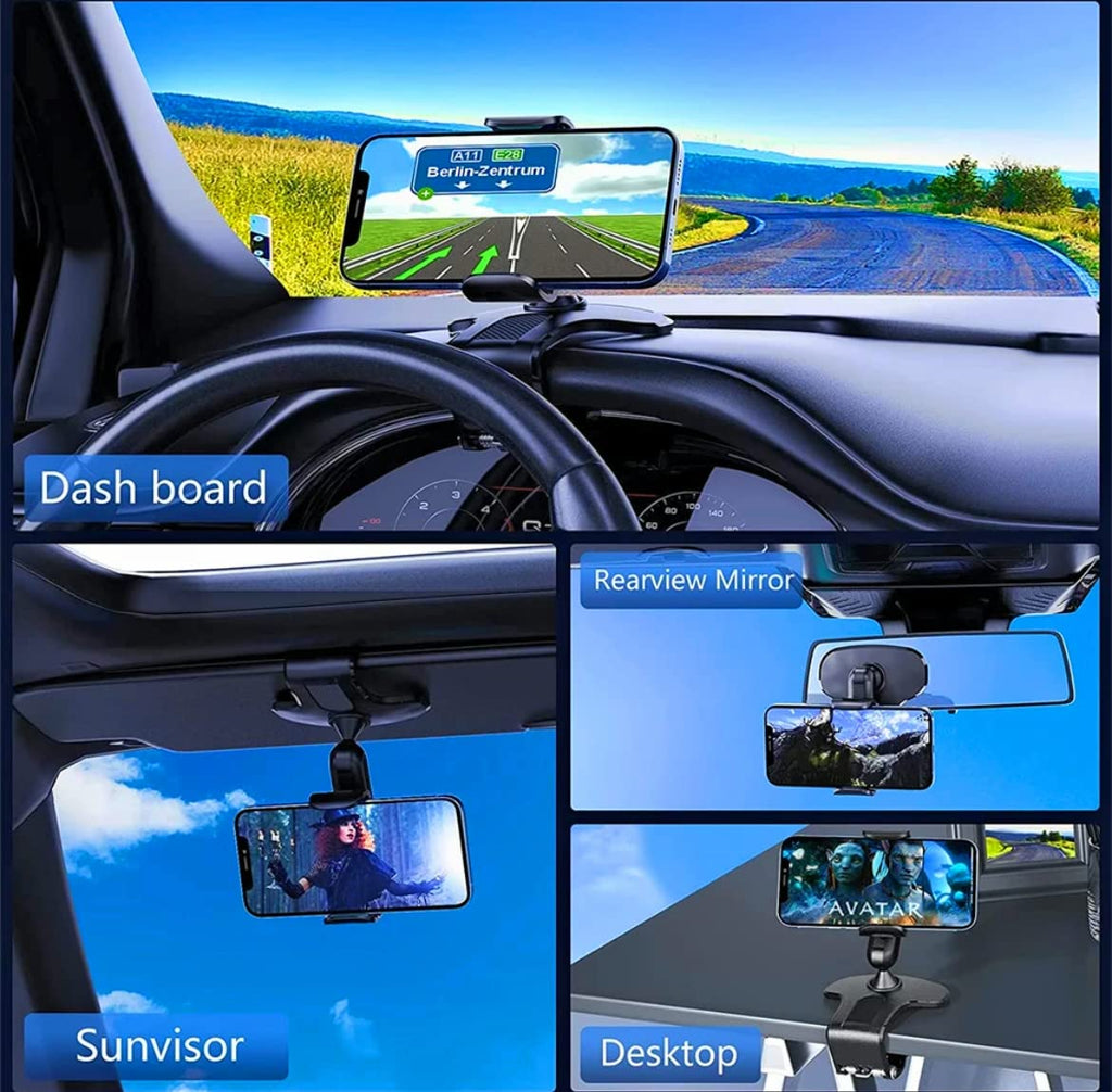 Orco Dashboard Phone Holder for Car Clip On Car Phone Mount 360 Degree Rotation Adjustable Automobile Cradle Suitable for Smartphone 4 to 7 inch