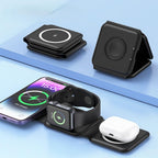 Orco 3 in 1 Wireless Charger for iPhone, Magnetic Foldable 3 in 1 Charging Station, Travel Charger Stand for Multiple Devices for iPhone 15/14/13/12 Series, AirPods, iWatch