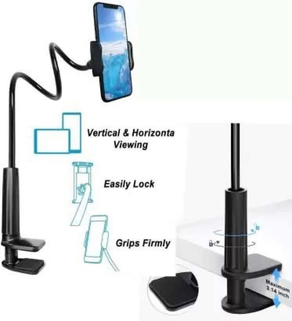 Orco Cell Phone Holder for Bed Desk Flexible Holder Gooseneck 360 Long Arm Clamp Bracket Mount Stand for iPhone 12 Mini, 12 Pro Max, 11 Pro, Xs XR X 8 7 6 Plus, Samsung S10 S9 S8, 4.7"-7.2"