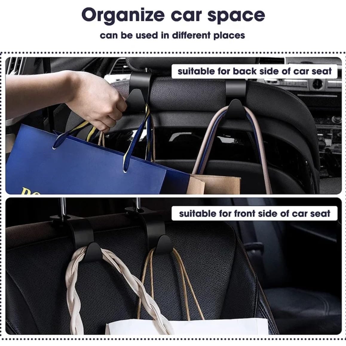 Orco 4 Pack Car Seat Headrest Hook Car Purse Hook for All Vehicle Car Handbag Clothes Coats Grocery Bags