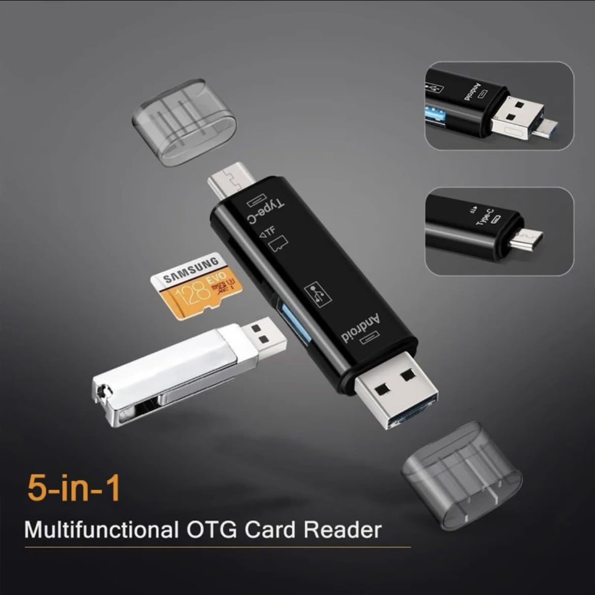 Orco SD Card Reader, Dual Connector USB C Card Reader USB 3.0 Memory Card Adapter - Supports SD/SDXC/Micro SD/Micro SDXC/SDHC/MMC/RS-MMC/UHS-I, Compatible with MacBook Pro,Air,iPad Pro,Galaxy etc.