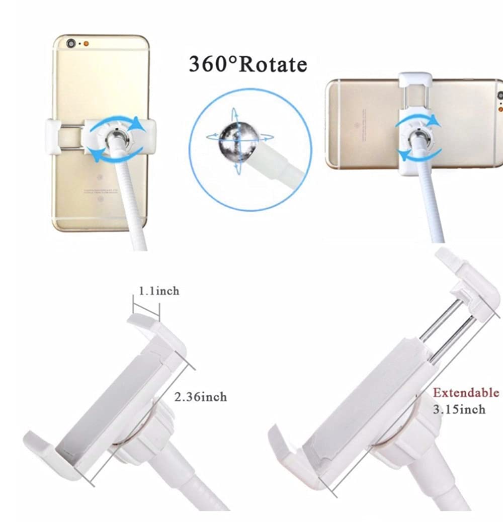 Orco Cell Phone Holder for Bed Desk Flexible Holder Gooseneck 360 Long Arm Clamp Bracket Mount Stand for iPhone 12 Mini, 12 Pro Max, 11 Pro, Xs XR X 8 7 6 Plus, Samsung S10 S9 S8, 4.7"-7.2"