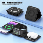 Orco 3 in 1 Wireless Charger for iPhone, Magnetic Foldable 3 in 1 Charging Station, Travel Charger Stand for Multiple Devices for iPhone 15/14/13/12 Series, AirPods, iWatch