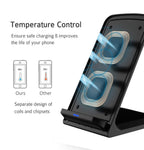 Orco Foldable 15W Fast Wireless Charger Stand – 2-Coil Qi Charging Station for Samsung Galaxy S25 S24 S23 Ultra, S22, S21, 7.5W for iPhone 17 16 15 14 13 12 Pro Max – Case Friendly