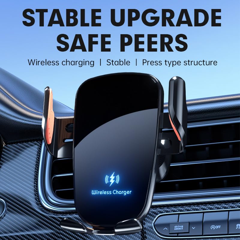 Orco Car Phone Holder Wireless Charger,Auto Clamping 15W Fast Wireless,Super Stable Air Vent Car Phone Mount Charger for iPhone Pro Max/17/16/15/14/13/12,Galaxy S25 Ultra/S25/S24/S23