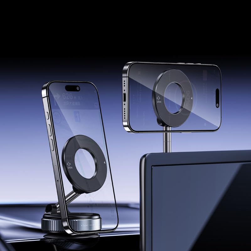 Orco Vacuum Magnetic Phone Holder for Car - Suction Phone Mount 360°Rotatable Foldable Portable Strong Magnet Stand for iPhone17/16/15/14/13/12 Pro/Pro Max on Mirror, Windscreens