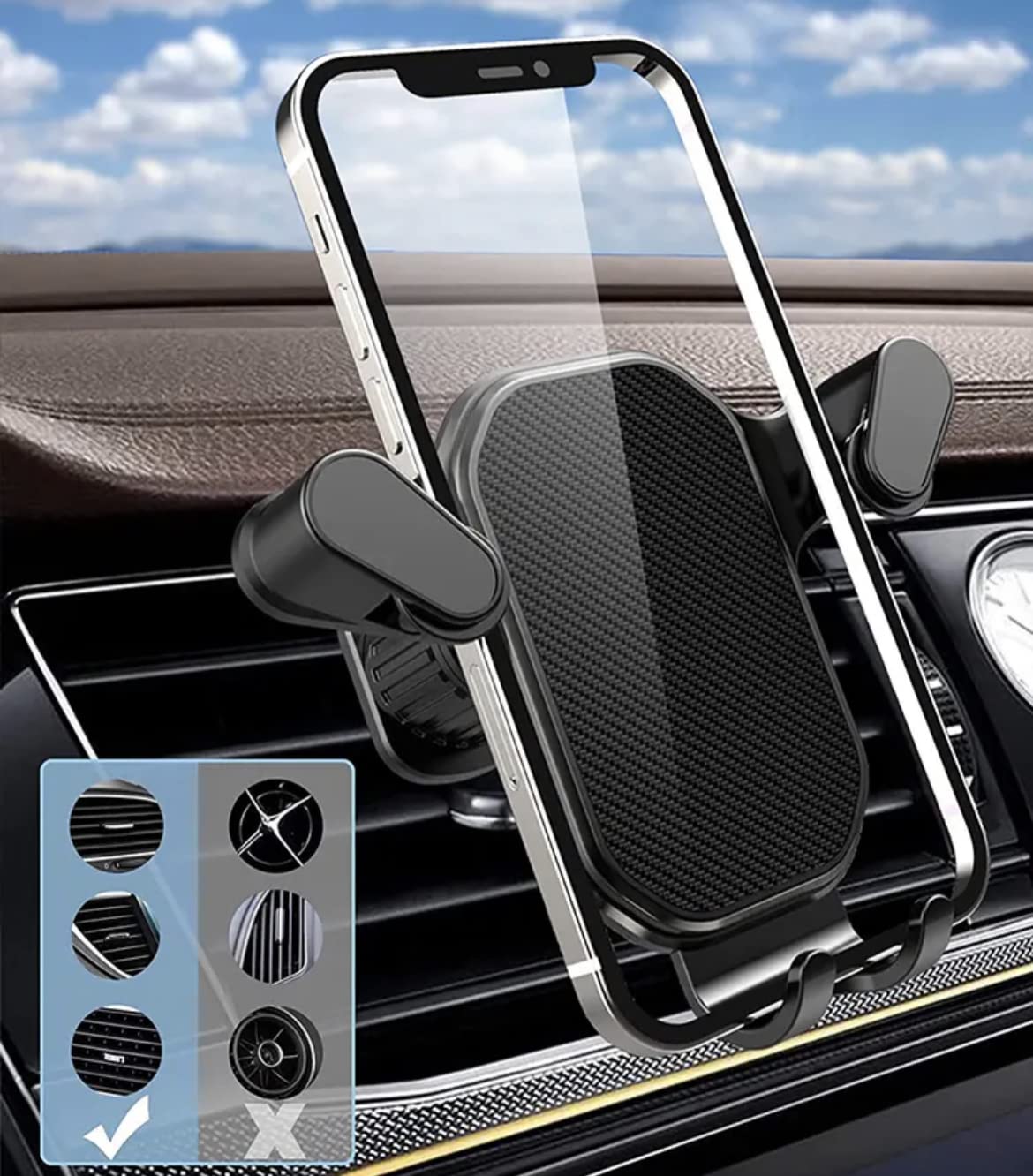 Orco Gravity Car Phone Holder - Upgraded Hook Clip Air Vent Mount with One-Button Quick Release & 360° Rotation - Stable Hands-Free Cradle for iPhone 16/15/14 Pro Max, Samsung S24/S23, 4.0-6.7" Phones