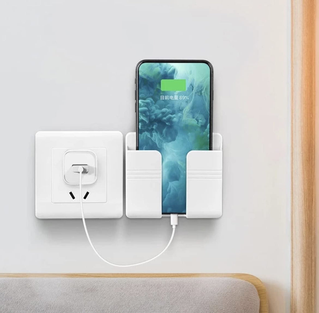 Orco2 Pcs Wall Mount Mobile Phone Charger Holder, 3M Adhesive Remote Wall Stand for Charger, Phone Holders for Kitchen Shower Bed Wall