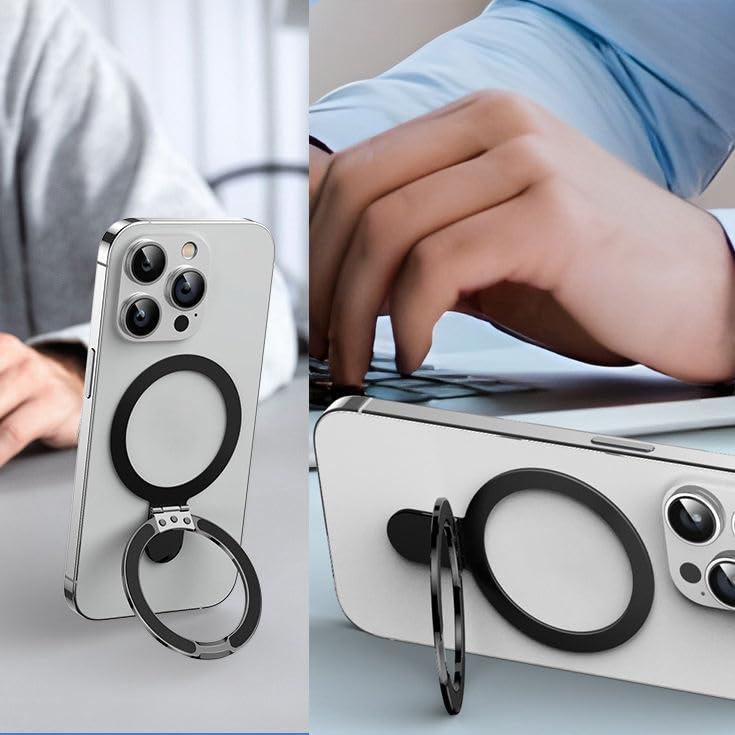 Orco Phone Ring Holder Grip for MagSafe, 360° Rotation Magnetic Cell Phone Grip Stand Two-Sided Magnetic Compatible with iPhone 17 16 15 14 13 12 Pro Max fits MagSafe Accessories