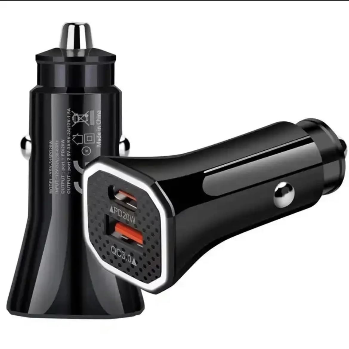 Car Charger, USB C Car Charger 20W PD3.0 5A Fast Charge Cigarette Lighter USB Charger, Metal USB Car Charger Adapter for iPhone 15 14 13 12 Pro Max Samsung etc