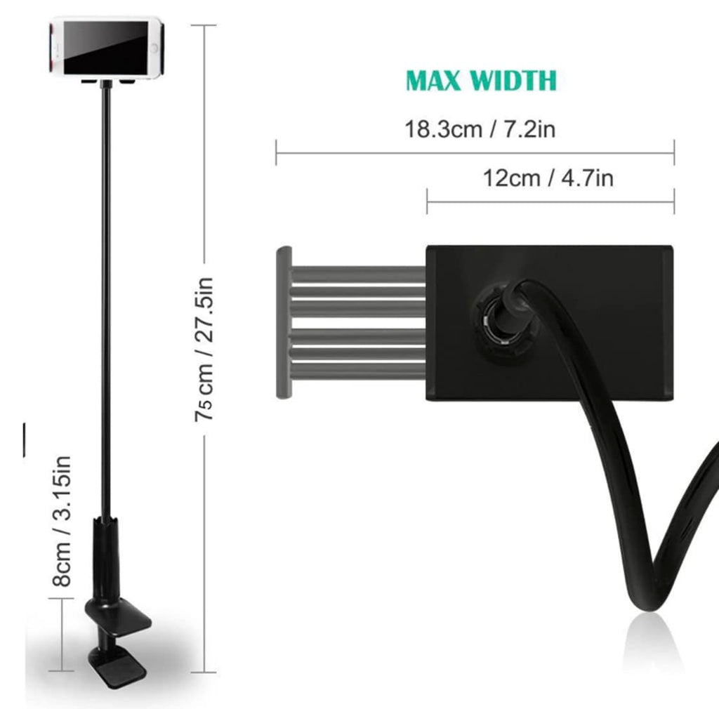Orco Cell Phone Holder for Bed Desk Flexible Holder Gooseneck 360 Long Arm Clamp Bracket Mount Stand for iPhone 12 Mini, 12 Pro Max, 11 Pro, Xs XR X 8 7 6 Plus, Samsung S10 S9 S8, 4.7"-7.2"