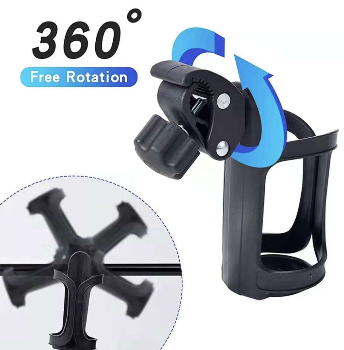 Orco Bike Bottle Holder, Black Bicycle Cup Holder 360 Degrees Rotation Cycling Water Bottle Cages; fit Bicycles, Mountain Bikes, Prams and Wheelchair