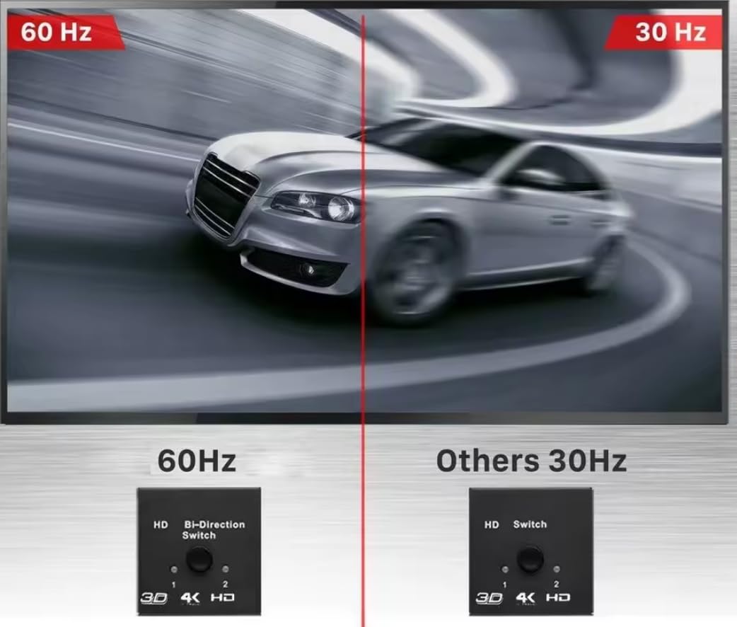 Orco 4K@60Hz HDMI Switch Bi-Directional, Aluminum HDMI Splitter 2 in 1 Out or 1 in 2 Out, Support 4K 3D 1080P, Switcher for PS5, PS4, Xbox, Roku, Apple TV, HDTV, Monitor
