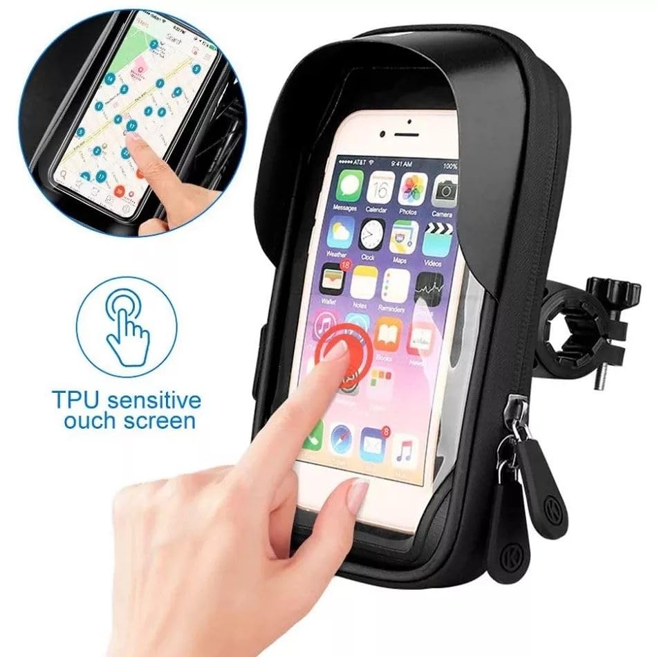 ORCO 360° Rotatable Waterproof Bike Phone Holder – Universal Bicycle Handlebar Bag with Sun Visor & Sensitive TPU Touch Screen – Large Capacity Cycle Frame Pouch for iPhone 15/14/13, Galaxy, up to 6.5