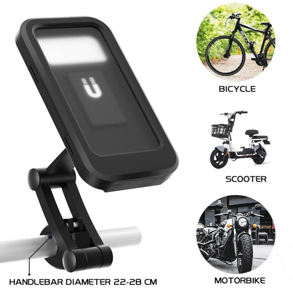 Orco Waterproof Bike Phone Holder – 360° Rotation Motorcycle Phone Mount for Handlebars – Heavy Duty Scooter Phone Case Compatible with iPhone 14/15/16 Pro Max, Samsung S24 Ultra, Phones up to 7”