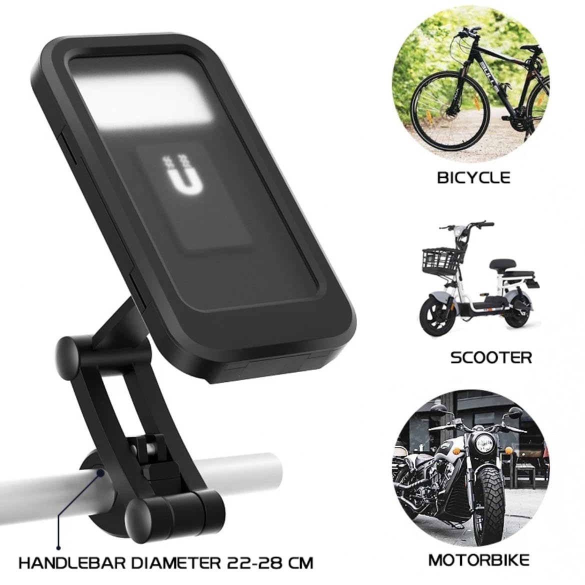 Orco Waterproof Bike Phone Holder – 360° Rotation Motorcycle Phone Mount for Handlebars – Heavy Duty Scooter Phone Case Compatible with iPhone 14/15/16 Pro Max, Samsung S24 Ultra, Phones up to 7”