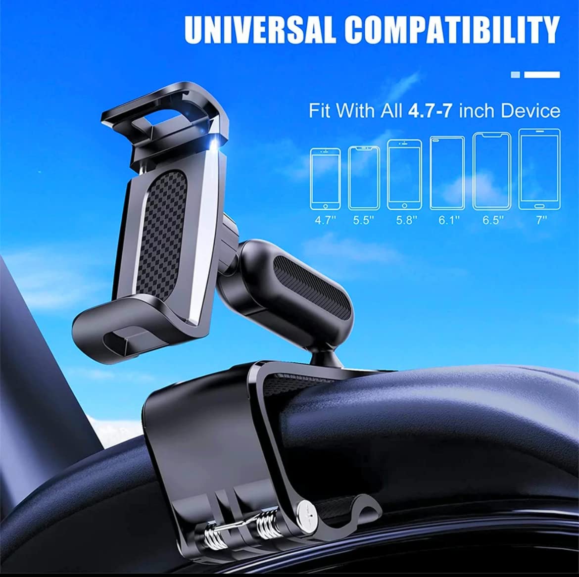 Orco Dashboard Phone Holder for Car Clip On Car Phone Mount 360 Degree Rotation Adjustable Automobile Cradle Suitable for Smartphone 4 to 7 inch