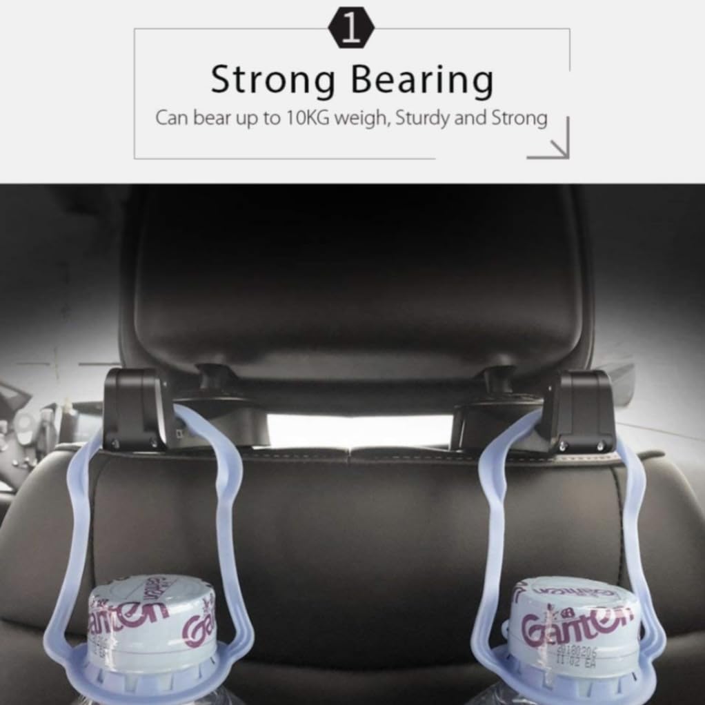 Orco 2 Pack 2 in 1 Car Hooks for Bags Car Bag Hook with Headrest Phone Holder 360°Rotatable Car Headrest Hooks Heavy Duty Car Accessories Purse Hook Car Seat Storage Organiser