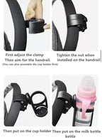 Orco Bike Bottle Holder, Black Bicycle Cup Holder 360 Degrees Rotation Cycling Water Bottle Cages; fit Bicycles, Mountain Bikes, Prams and Wheelchair