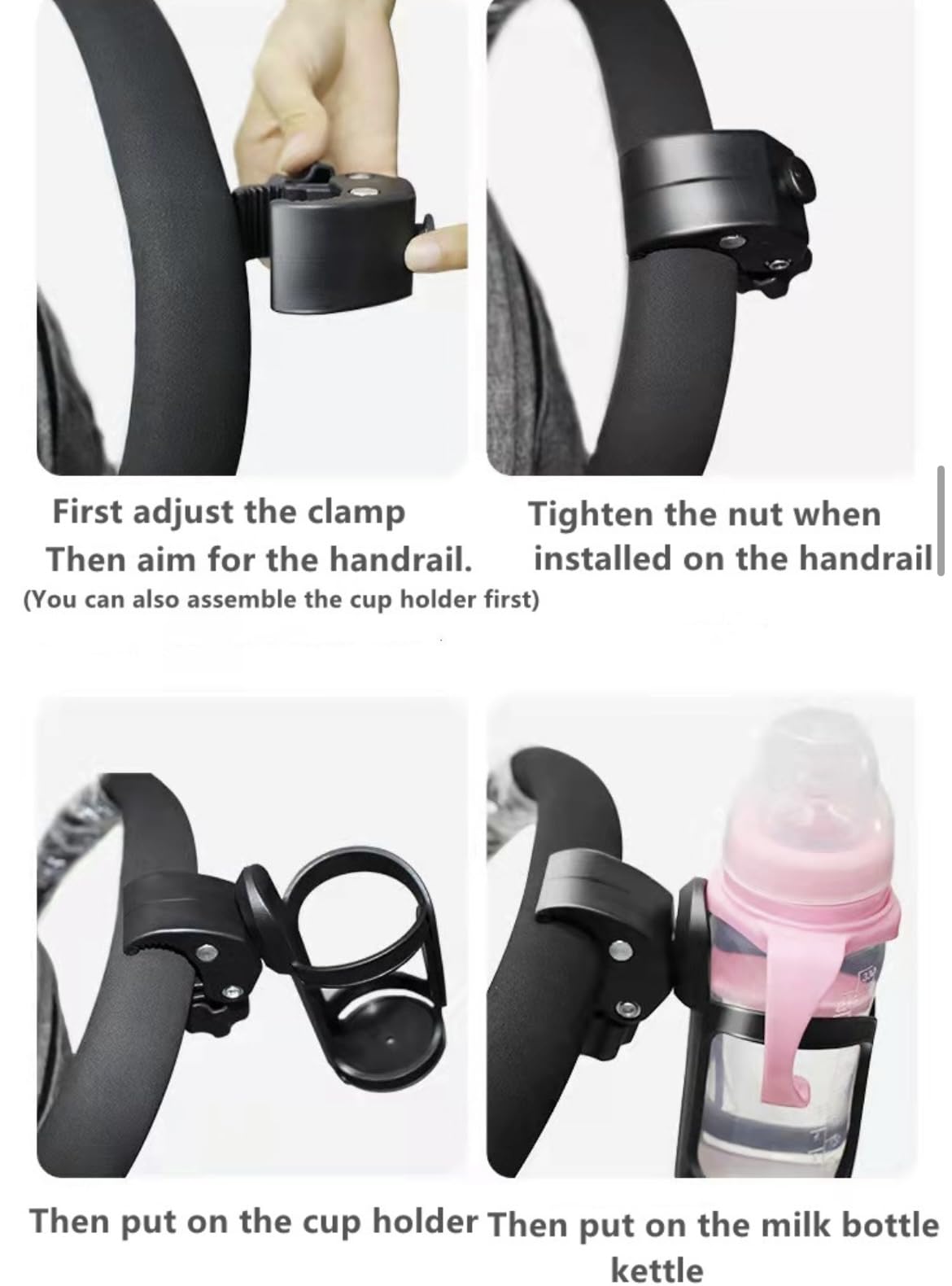 Orco Bike Bottle Holder, Black Bicycle Cup Holder 360 Degrees Rotation Cycling Water Bottle Cages; fit Bicycles, Mountain Bikes, Prams and Wheelchair