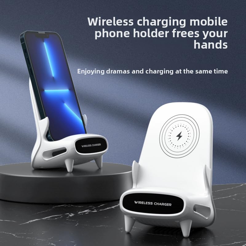 Wireless Charger Yusat Portable Mini Chair Wireless Charger for All Phones 15W Wireless Charging Station Phone Charger Stand with Musical Speaker Function